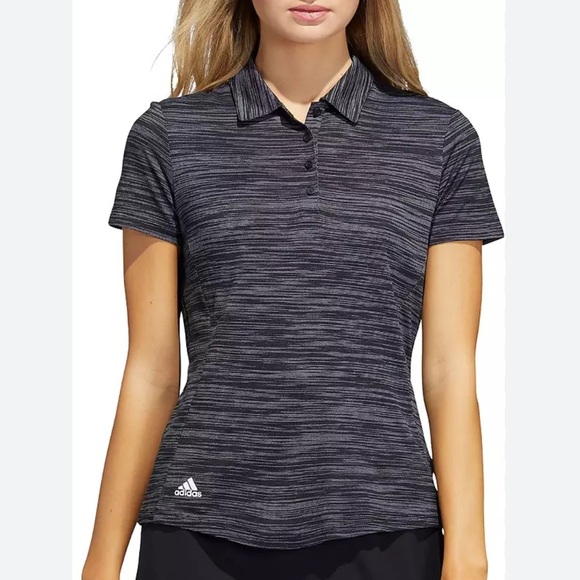 Adidas Golf Polo Short sleeve Space-dyed black & white grey shirt top Size Small - Picture 1 of 12